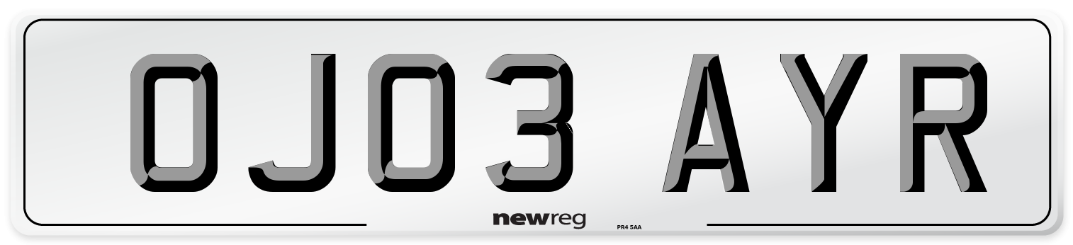 OJ03 AYR Number Plate from New Reg